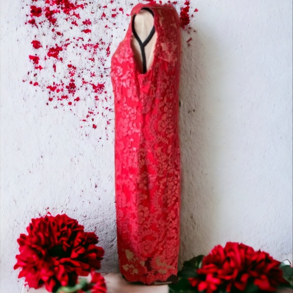 Tadashi Shoji Paillette Embroidered Illusion Lace Dress Size 14 - Picture 6 of 16